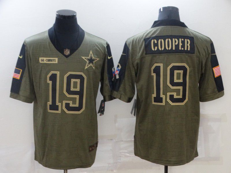 Men Dallas Cowboys 19 Cooper green Nike Olive Salute To Service Limited NFL Jersey